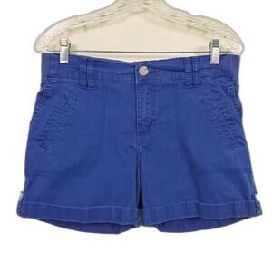 Lee Riders Mid Rise Shorts Blue Cotton Stretch Elastic Waist Women Size 10